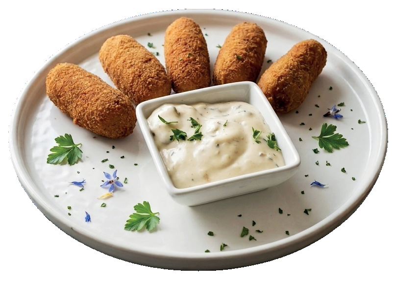 Croquetas de pollo de Ocio Gastropub con salsa de la casa