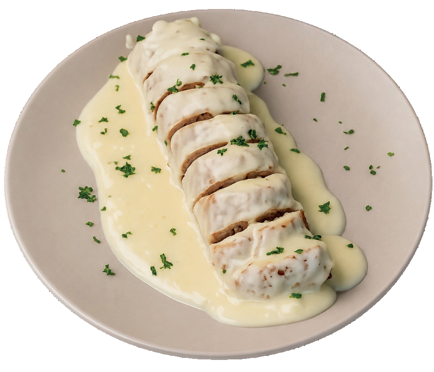 Pechuga rellena de Ocio Gastropub bañada en salsa bechamel